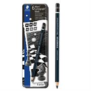 Astuccio metallo 6 matite MarsÂ® LumographÂ®BLACK 4gradazioni St