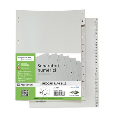 Intercalare numerato 1-31 ppl grigio Sei Record