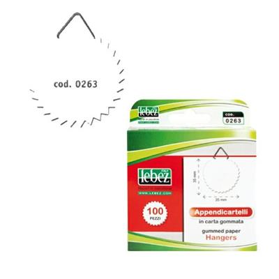 Scatola 100 appendicartelli adesivi carta gommata Lebez 263