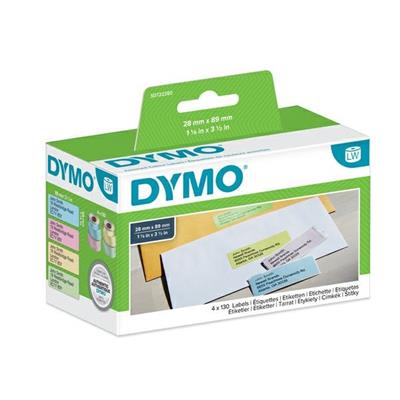 Etichetta dymo lw 28x89 rotoli 4x130 colori assortiti