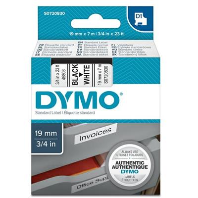 Nastro etich. dymo 458030 mm19x7mt nero/bianco