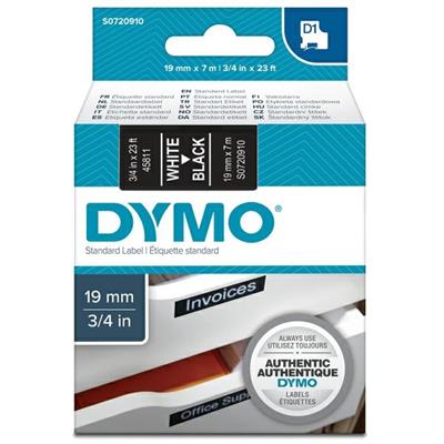 Nastro etich. dymo 458110 mm19x7mt bianco/nero