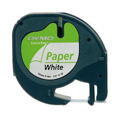 Nastro DYMO LT in carta 12mmx4mt. nero/bianco
