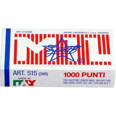 Punti cucitrice zenith 515 passo 24/6 scatola 1000pz