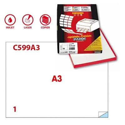 Etichetta adesiva C/599 bianca 100fg A3 420x297mm (1et/fg) Marki