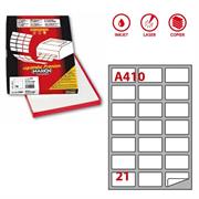 Etichetta adesiva A/410 bianca 100fg A4 63,5X38,1mm (21eti/fg) M