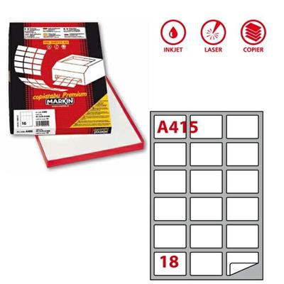 Etichetta adesiva A/415 bianca 100fg A4 63,5X46,6mm (18eti/fg) M