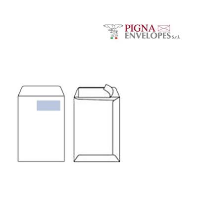 500 BUSTE A SACCO BIANCHE 230X330MM C/FINESTRA 100GR ADESIVA COM