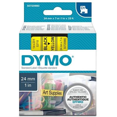 Nastro etich. dymo 537180 mm24x7mt nero/giallo
