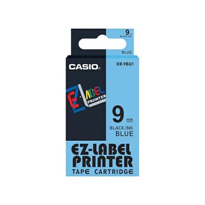 NASTRO CASIO 9MM X 8MT NERO SU BLU