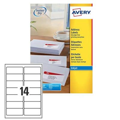 Etichetta adesiva J8163 bianca 25fg A4 99,1x38,1mm (14et/fg) ink