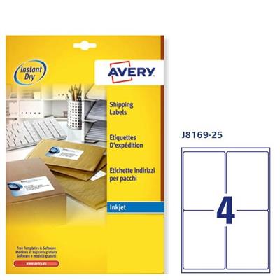 Etichetta adesiva J8169 bianca 25fg A4 99,1x139mm (4et/fg) inkje
