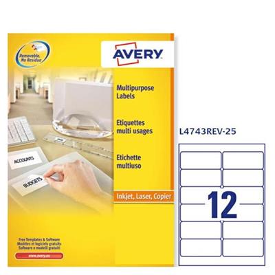 Etichetta adesiva L4743REV bianca rimovibili 25fg A4 99,1x42,3mm