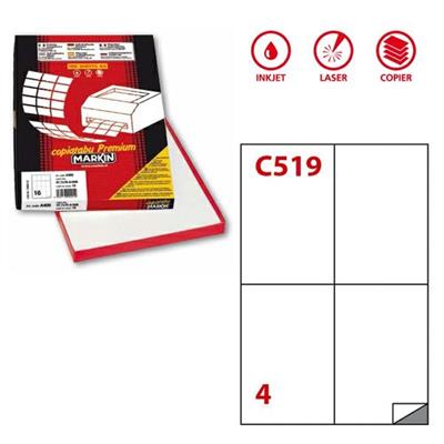 Etichetta adesiva C/519 bianca extra forte 100fg A4 105x148mm (4