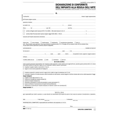 100FG 29,7X21 DICHIARAZIONE CONFORMITA' IMPIANTO SNAP A 5 COPIE
