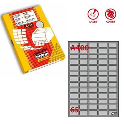 Etichetta adesiva A/400 argento 100fg A4 laser 38,1x21,2mm (65et