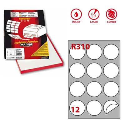 Etichetta laser/ink a4 diam.60 bianche 12xfg 100fg Markin