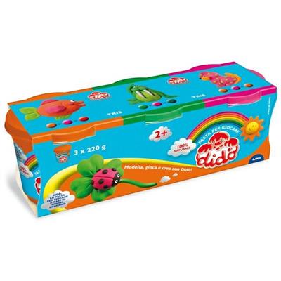 Dido' tris pasta per giocare 3pz. arancione-verde-magenta 220 gr