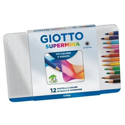Pastelli GIOTTO supermina 12 colori scatola in metallo