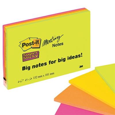BLOCCO 45foglietti Post-itÂ®Super Sticky 101x152mm MEETING NOTE
