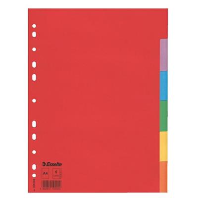 Separatore economy in cartoncino 160gr colorato 6 tasti A4 ESSEL
