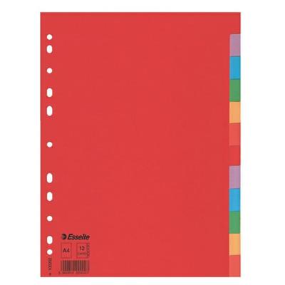 Separatore economy in cartoncino 160gr colorato 12 tasti A4 ESSE