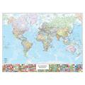 CARTA GEOGRAFICA MURALE PLANISFERO C/BANDIERE 132X97CM BELLETTI