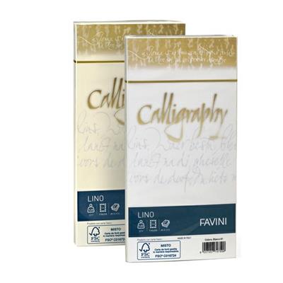 Busta calligraphy lino 11x22 bianco 01 pz.25
