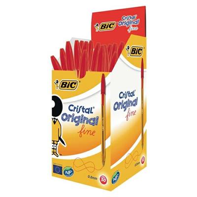 Scatola 50 penna sfera CRISTALÂ® fine 0,8mm rosso BICÂ®