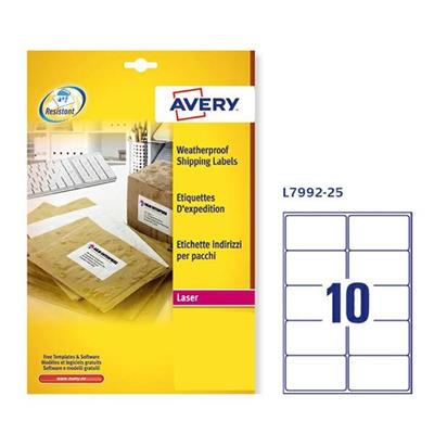 Poliestere adesivo L7992 bianco imperm 25fg A4 99,1x57mm (10et/f