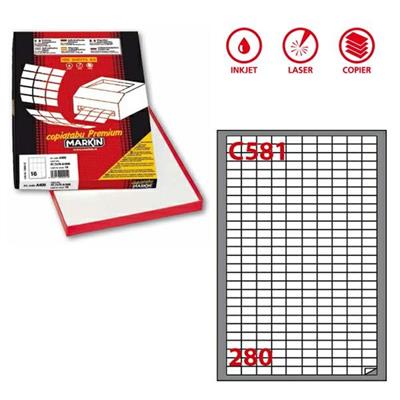 Etichetta adesiva C/581 bianca 100fg A4 19x10mm (280et/fg) Marki