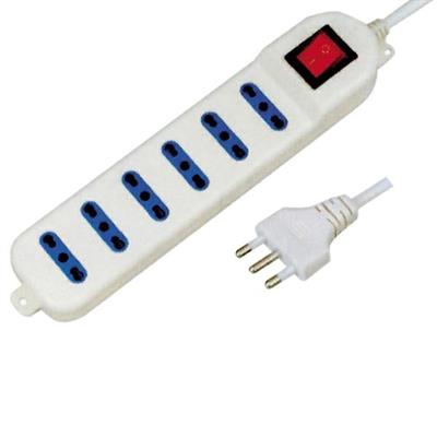 Multipresa 6 posti bivalente 2P+T cavo 1.5mt Melchioni