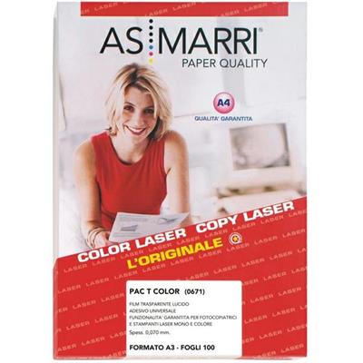POLIESTERE LASER A3 ADESIVO TRASPARENTE PERMANENTE LUCIDO 100fg