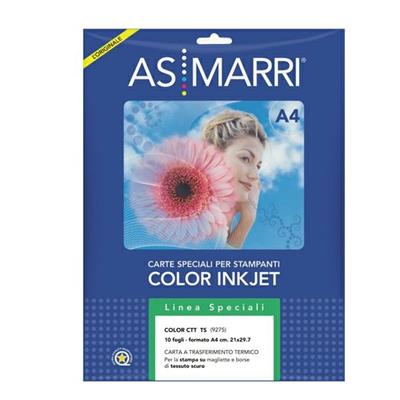 CARTA INKJET A4 10FG TRASFERIMENTO TERMICO x TESSUTI SCURI AS MA