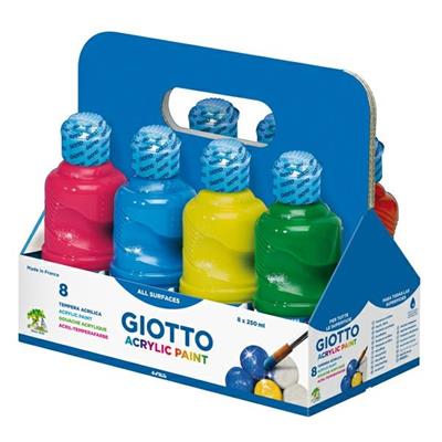 Schoolpack Giotto 8 flaconi tempera acrilica 250ml assortiti