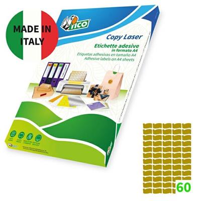 Etichetta adesiva GL4 ovale oro satinata 100fg A4 36x21mm (60et/