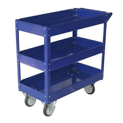 CARRELLO C/RUOTE IN ACCIAIO VERNICIATO BLU 3 RIPIANI 84X41cm H 8
