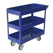CARRELLO C/RUOTE IN ACCIAIO VERNICIATO BLU 3 RIPIANI 84X41cm H 8