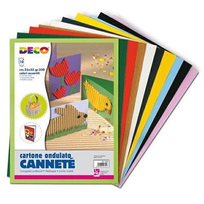 SET 10FG CARTONCINO ONDULATO 25X35CM CANNETE' colori assortiti C