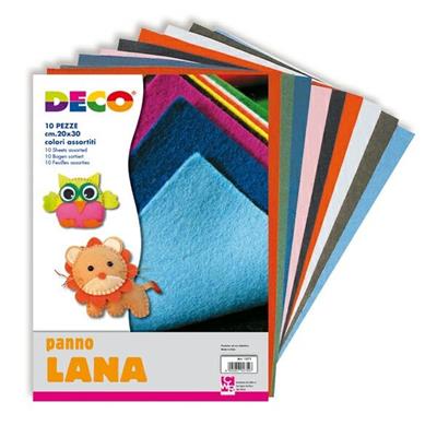10 PEZZE PANNO LANA 20x30cm colori assortiti CWR