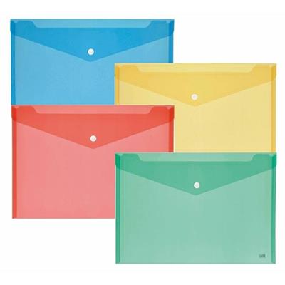 SET 5 BUSTE CON BOTTONE A4-33,5x23,5cm COLORI ASSORTITI LEBEZ AR