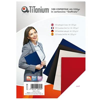 100 COPERTINE A4 CARTONCINO GOFFRATO 230g BLU TiTanium