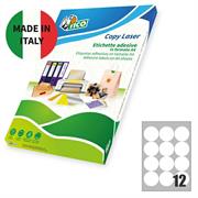 Etichetta adesiva LP4F verde fluo 70fg A4 tonda Ã˜63,5mm (12et/f