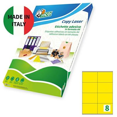 Etichetta adesiva LP4C giallo opaco 70fg A4 105x72mm (8et/fg) Ti