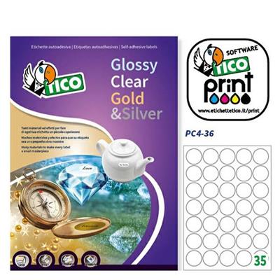 Poliestere adesivo PC4 trasparente 100fg A4 Ã˜36mm (35et/fg) las