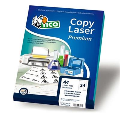 Poliestere adesivo LP4P bianco 70fg A4 70x36mm (24et/fg) laser T