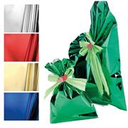 50 BUSTE REGALO IN PPL METAL LUCIDO 35x50cm ORO senza patella ad