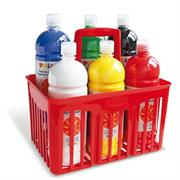 Cesta plastica PRIMO con 6 flaconi tempera brillante 1000 ml.