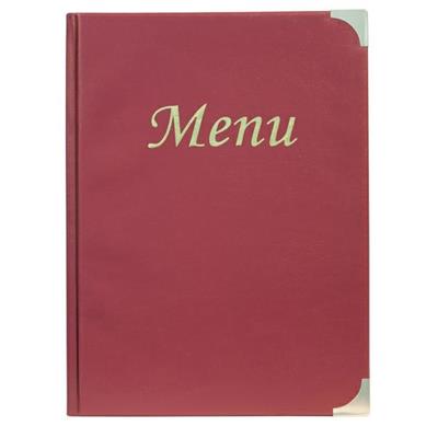 PORTA MENU' A4-31,5x24cm BORDEAUX in PVC BASIC con 4+2 BUSTE FIS