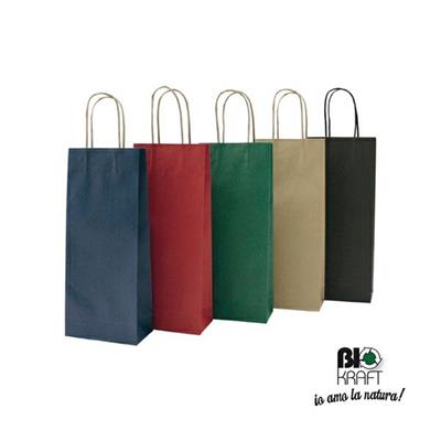 Shoppers carta biokraft 14X9X38cm portabottiglie rosso
